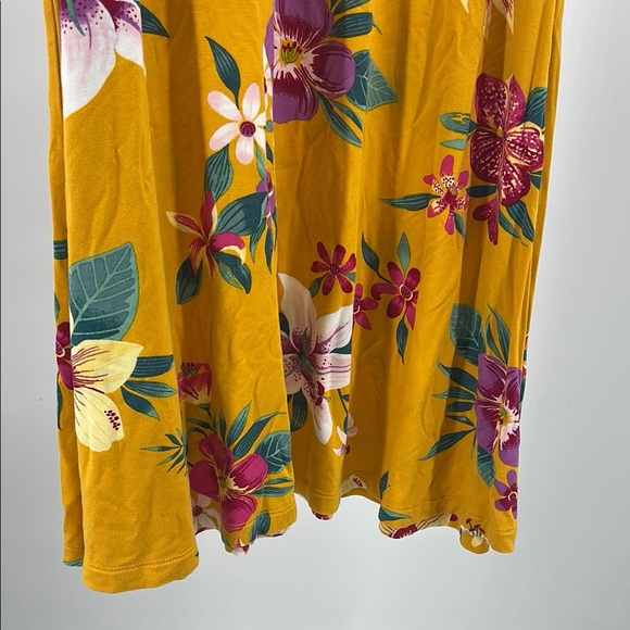 Old Navy Floral Mini swing Dress Yellow Purple L floral viscose tropical summer - Picture 8 of 11